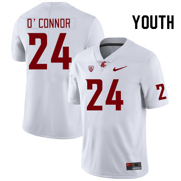 Youth #24 Ethan O'Connor Washington State Cougars College Football Jerseys Stitched Sale-White